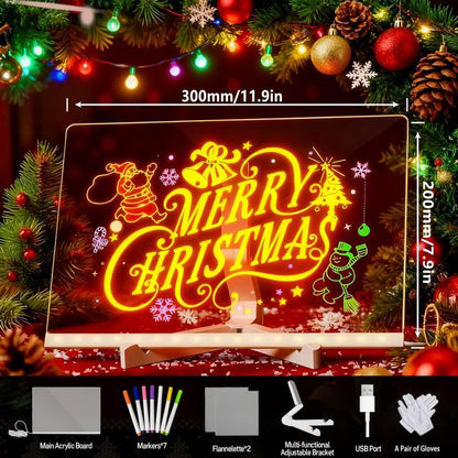 🔥50% OFF Black Friday |Led Drawing Board For Kids-Acrylic Dry Erase Light-Up Board with Stand Markers Wipes Spray Bottle Tmcing Paper