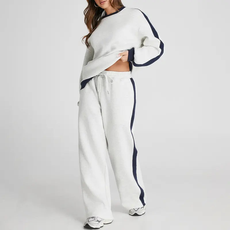 💫 Chic Cozy Wear: Women's Oversized Fleece Sweatshirt & Pants Set 👚👖 | Ultimate Comfort 🛋️☁️