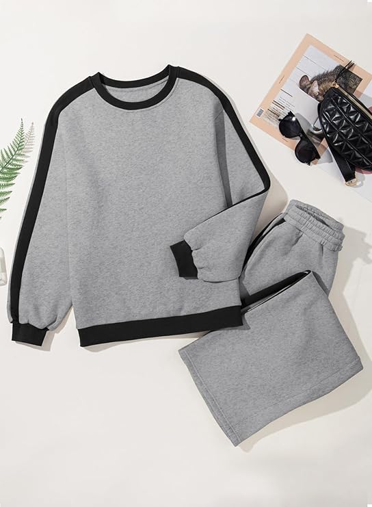 💫 Chic Cozy Wear: Women's Oversized Fleece Sweatshirt & Pants Set 👚👖 | Ultimate Comfort 🛋️☁️